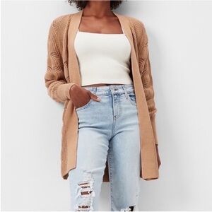 Express sweater pointelle belted cardigan in pecan size small